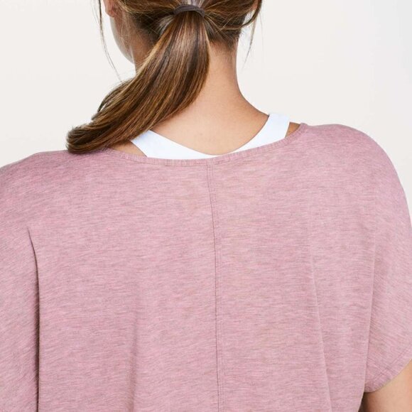 RARE Lululemon V Neck Relaxed Crop Short Sleeve Pink Plus Size 10 NWOT - Picture 5 of 11